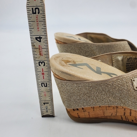Anne Klein Sport Shoes Women 6M Lorri  Gold Glitter Wedge Sandals - Picture 5 of 12